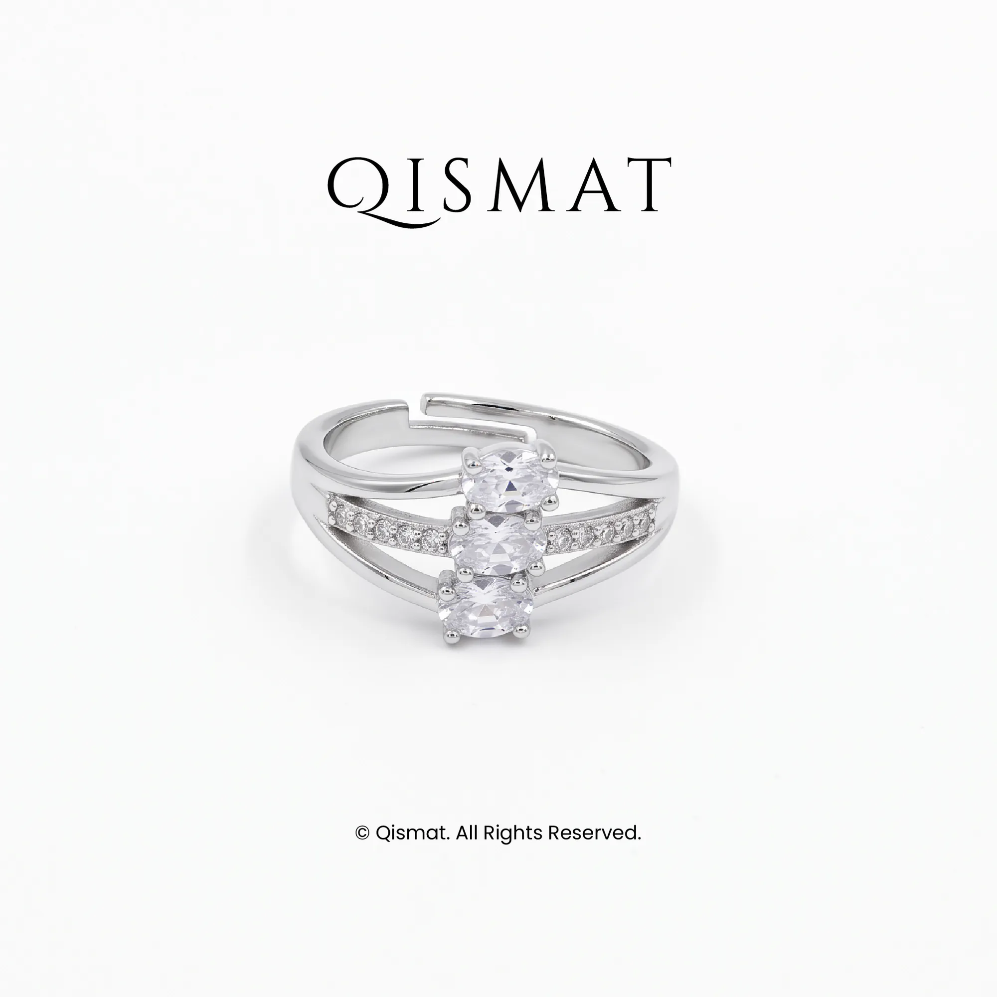 Silver Plated Trinity Oval Ring