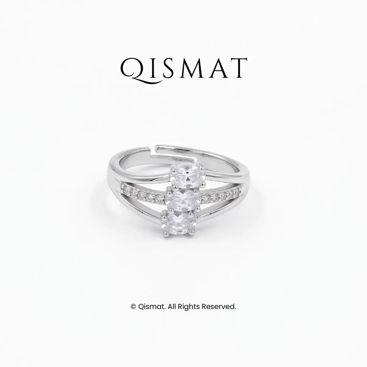 Silver Plated Trinity Oval Ring