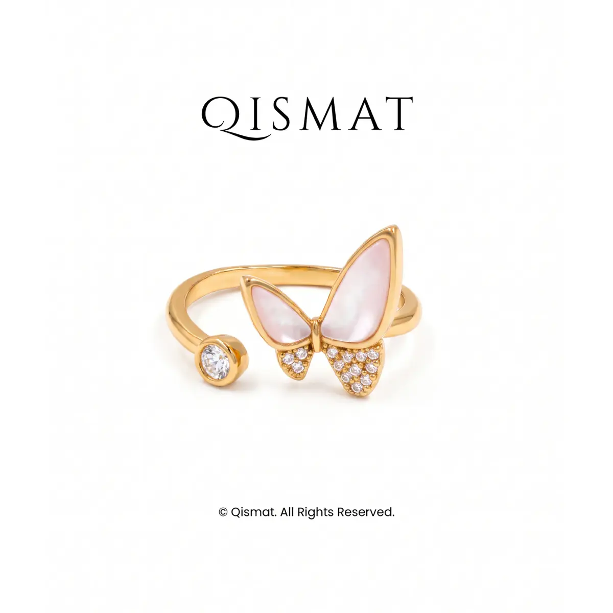 Pearl Butterfly Open Ring