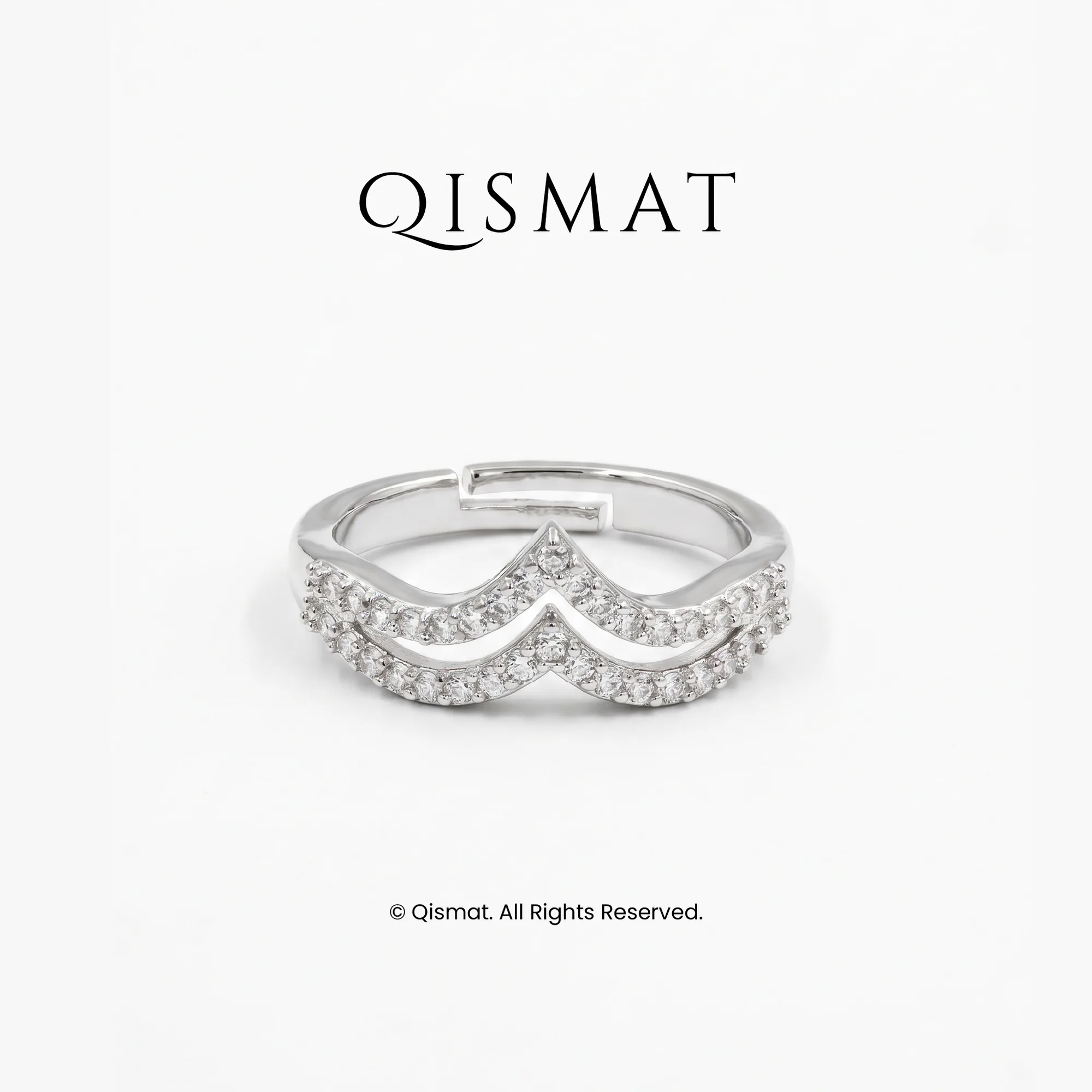 Silver Plated Double Chevron Ring