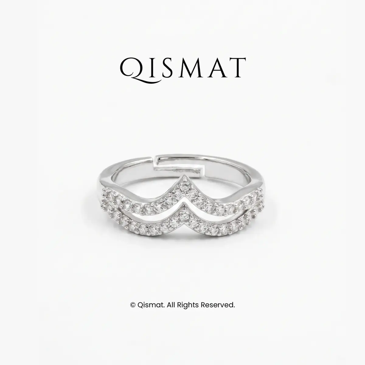 Silver Plated Double Chevron Ring