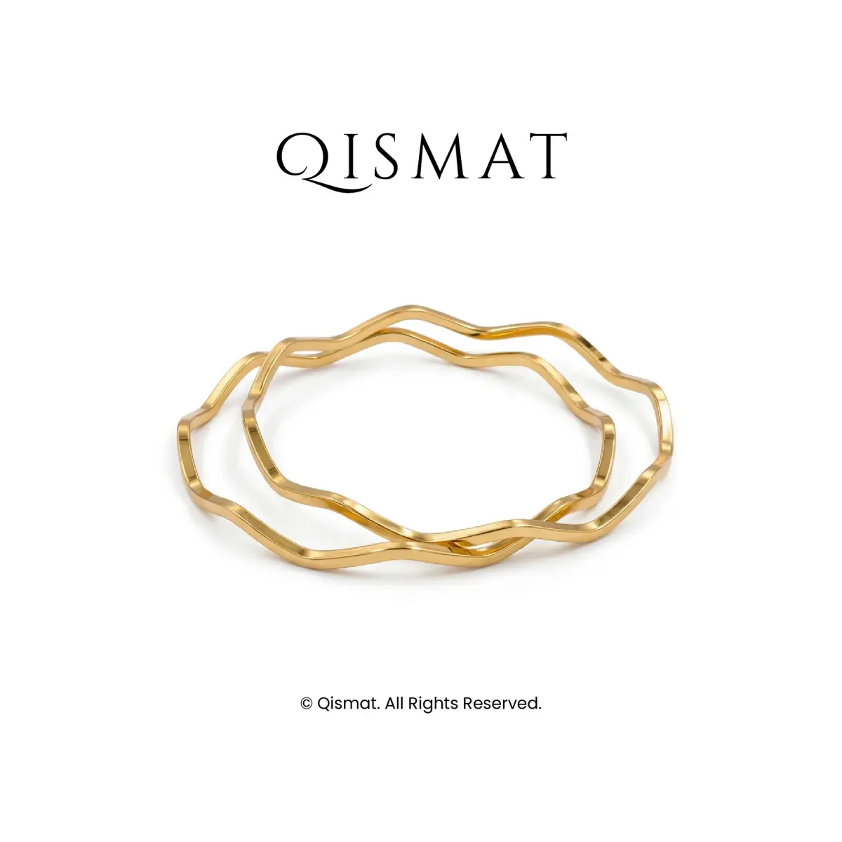 Gold Plated Wave Bangle Set